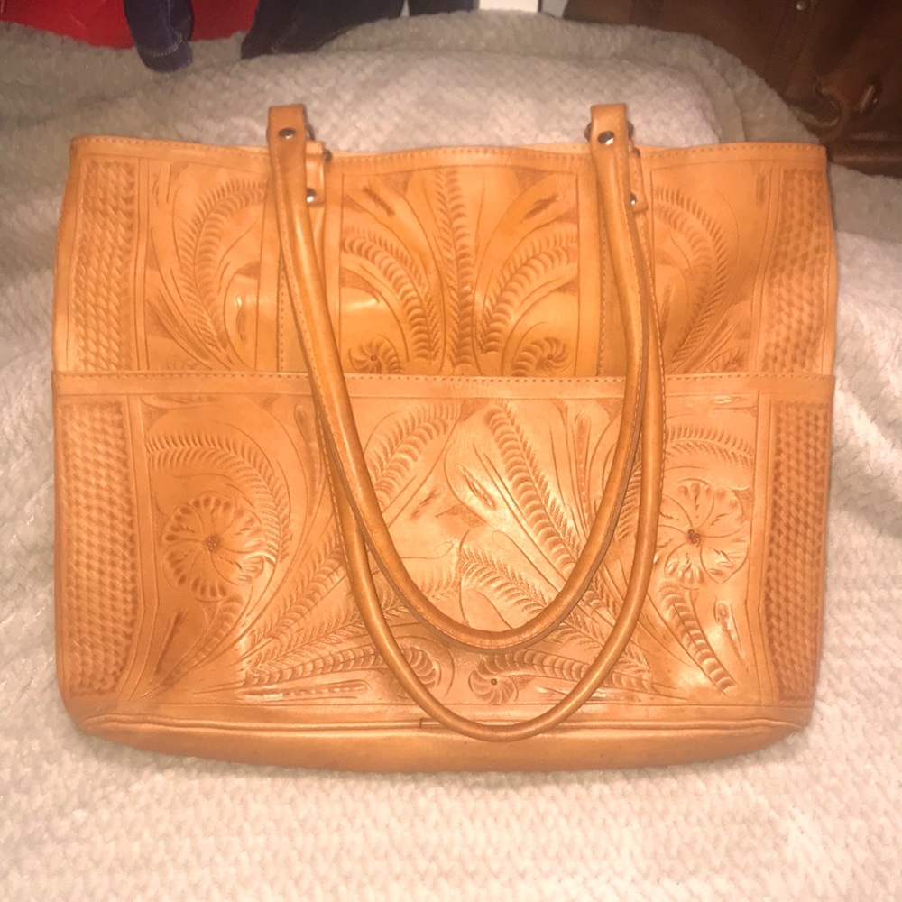 Large tooled leather bag